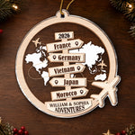 Custom Travel Couple Christmas Decor - Personalized Acrylic Ornament - Memories Made Around The World