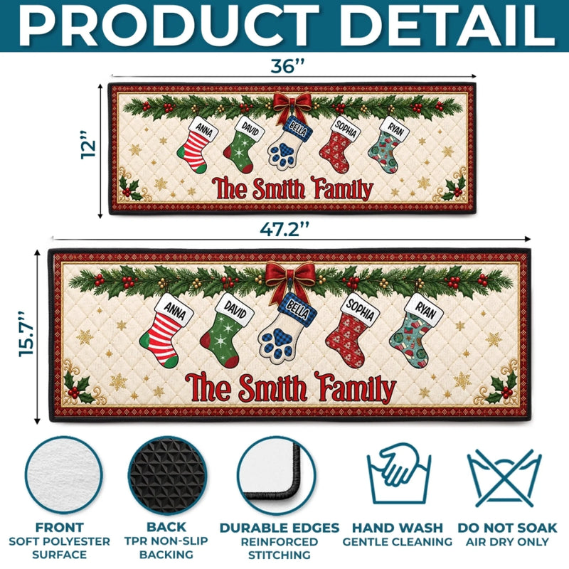 Custom Family Christmas Stocking Gifts - Personalized Christmas Runner Rug - Blessed Family