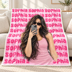 Custom Repeating Name Design - Personalized Fleece Blanket - Big Style