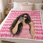 Custom Repeating Name Design - Personalized Fleece Blanket - Big Style