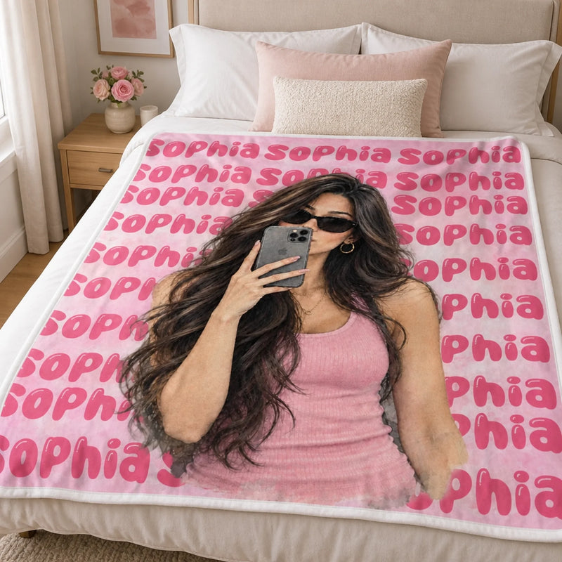 Custom Repeating Name Design - Personalized Fleece Blanket - Big Style