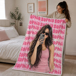 Custom Repeating Name Design - Personalized Fleece Blanket - Big Style