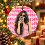Custom Christmas Gifts - Personalized Ceramic Ornament - Simple, Special