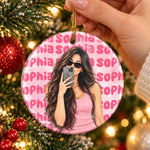Custom Christmas Gifts - Personalized Ceramic Ornament - Simple, Special