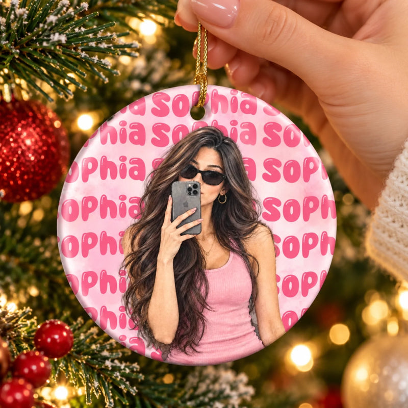 Custom Christmas Gifts - Personalized Ceramic Ornament - Simple, Special