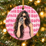 Custom Christmas Gifts - Personalized Ceramic Ornament - Simple, Special