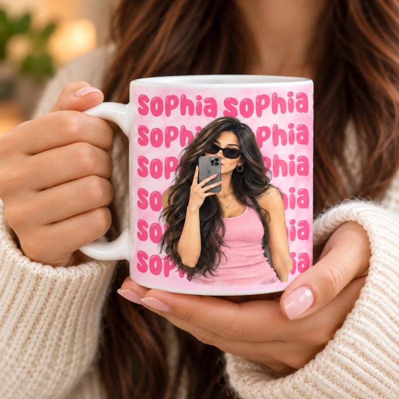 Custom Name Glam Portrait - Personalized Ceramic Mug - Your Vibe