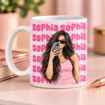 Custom Name Glam Portrait - Personalized Ceramic Mug - Your Vibe
