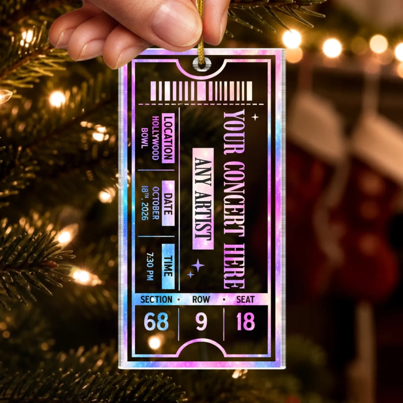 Custom Concert Ticket Christmas Gifts - Personalized Acrylic Ornament - Live For The Music
