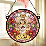 Custom Cat Stained Glass Suncatcher - Personalized Photo Hanging Window Ornament - Life Is Better With You