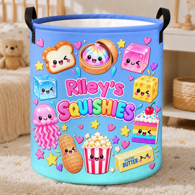 Custom Squishy Collection Kids Gifts - Personalized Storage Basket - Squish More Worry Less