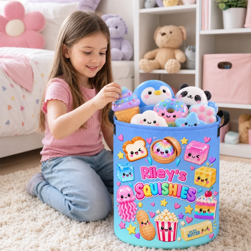 Custom Squishy Collection Kids Gifts - Personalized Storage Basket - Squish More Worry Less