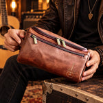 Personalized Leather Toiletry Bag - Gift For Guitarists, Music Lovers -