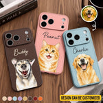 Custom Pet Portrait Name Gifts for Pet Lovers - Personalized Leather Phone Case - Pet Life