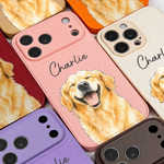 Custom Pet Portrait Name Gifts for Pet Lovers - Personalized Leather Phone Case - Pet Life