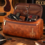 Personalized Leather Toiletry Bag - Gift For Guitarists, Music Lovers -