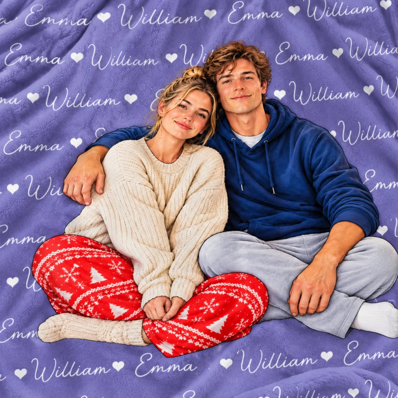 Custom Couple Christmas Gifts - Personalized Blanket - Love Each Other