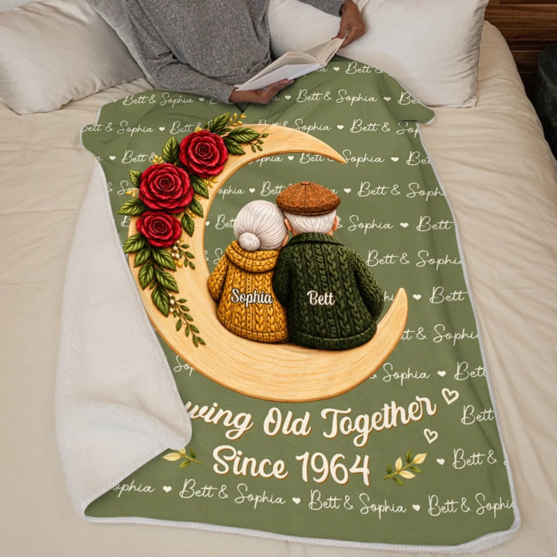 Custom Growing Old Together Couple Anniversary Gifts - Personalized Blanket - Forever Side By Side
