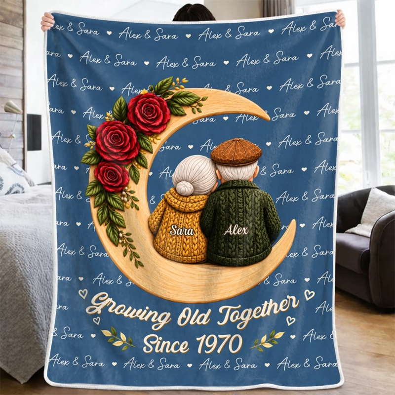 Custom Growing Old Together Couple Anniversary Gifts - Personalized Blanket - Forever Side By Side