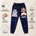 Custom Eat Sleep Game Repeat Gamer Gifts - Personalized Sweatpants - Fun Gamer