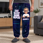 Custom Eat Sleep Game Repeat Gamer Gifts - Personalized Sweatpants - Fun Gamer