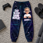 Custom Eat Sleep Game Repeat Gamer Gifts - Personalized Sweatpants - Fun Gamer