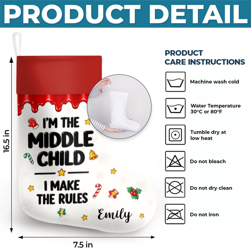 Custom Birth Order Christmas Gifts for Family - Personalized Christmas Stocking - Born To Be Spoiled