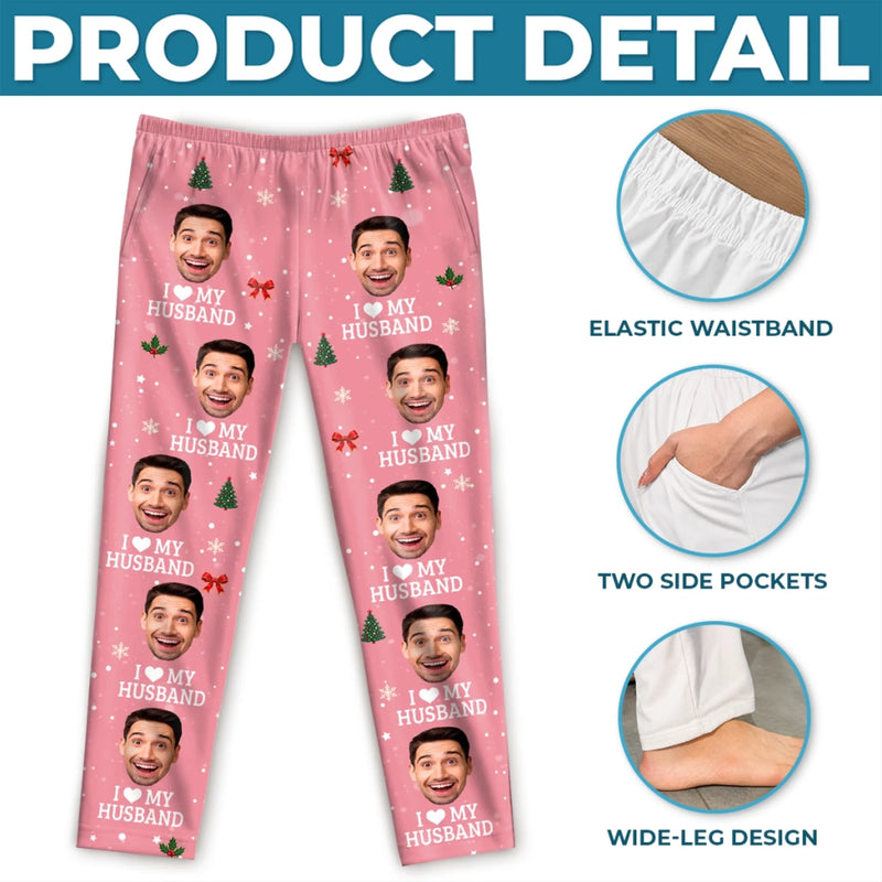 Custom I Love My Wife & Husband Couple Christmas Gifts - Personalized Pajama Pants - Nice Sleep