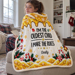Custom Oldest Middle Youngest Child Christmas Gifts - Personalized Wearable Blanket Hoodie - The One Who Runs The Show