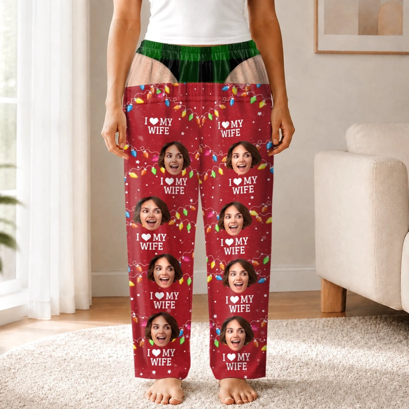 Custom I Love My Wife Couple Christmas Gifts - Personalized Pajama Pants - Nice Dream