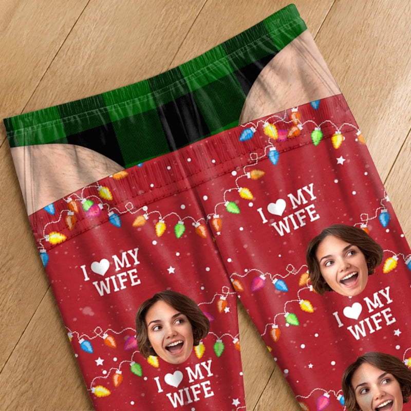 Custom I Love My Wife Couple Christmas Gifts - Personalized Pajama Pants - Nice Dream