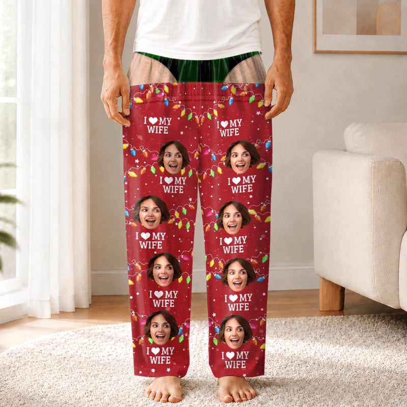 Custom I Love My Wife Couple Christmas Gifts - Personalized Pajama Pants - Nice Dream