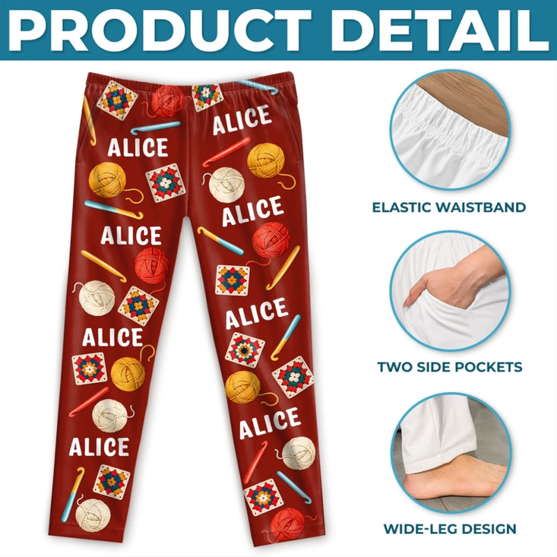 Custom Knitting Couple Pajama Gifts - Personalized Pajama Pants - My Hobby