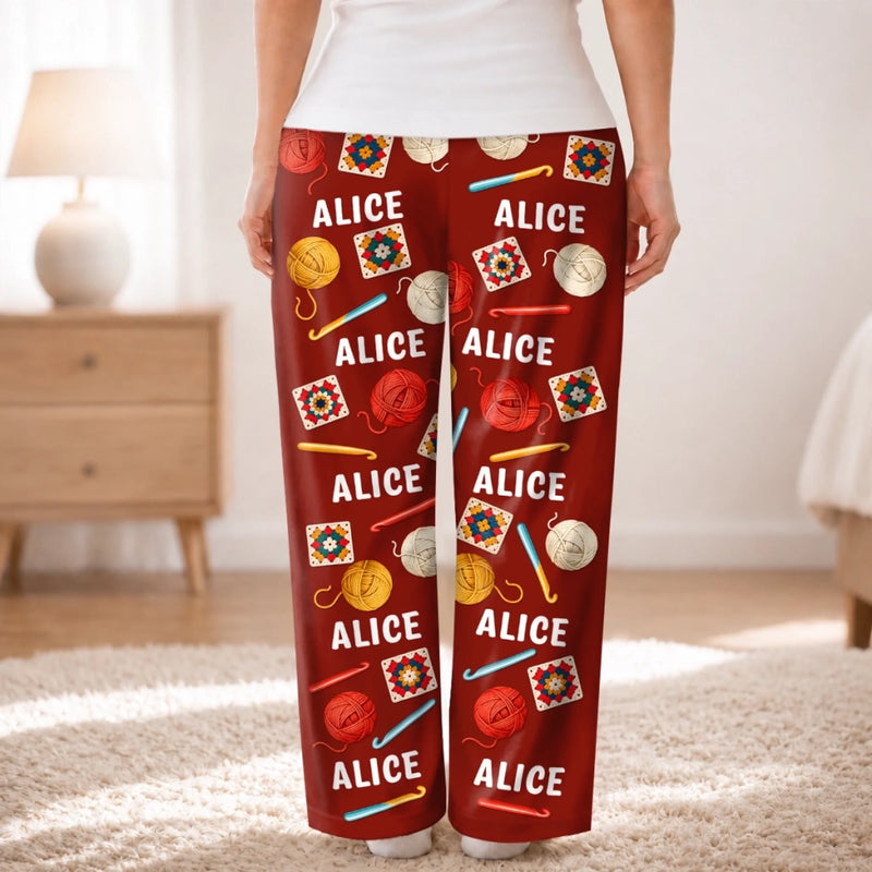 Custom Knitting Couple Pajama Gifts - Personalized Pajama Pants - My Hobby