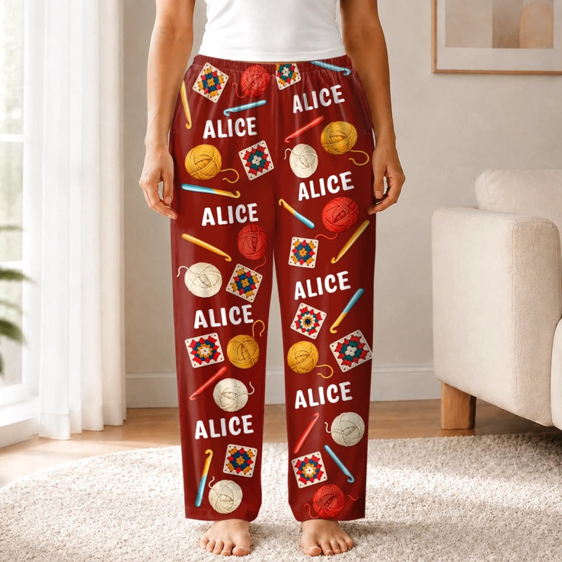 Custom Knitting Couple Pajama Gifts - Personalized Pajama Pants - My Hobby