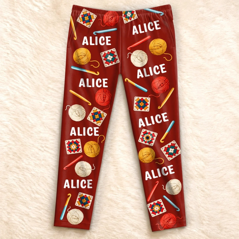 Custom Knitting Couple Pajama Gifts - Personalized Pajama Pants - My Hobby