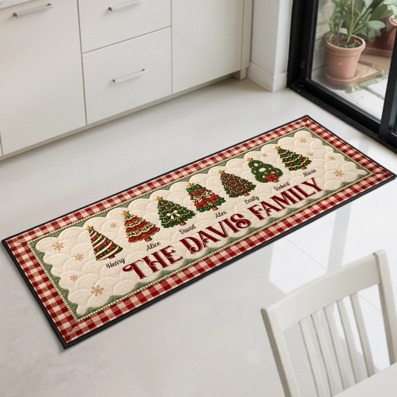 Custom Christmas Family Gifts - Personalized Runner Rug - Welcome Home