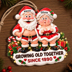 Custom Growing Old Together Couple Christmas Gifts - Personalized Christmas Wood Ornament - Growing Old Still Flirting