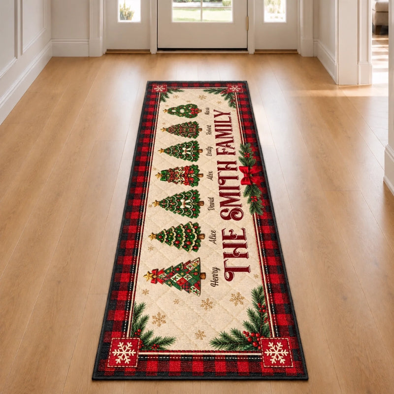 Custom Christmas Family Name Gifts - Personalized Runner Rug - Housewarming Surprises