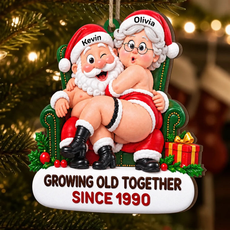 Custom Growing Old Together Couple Christmas Gifts - Personalized Wood Ornament - Old But Still In Love