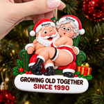 Custom Growing Old Together Couple Christmas Gifts - Personalized Wood Ornament - Old But Still In Love