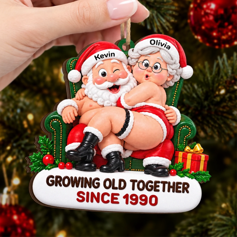 Custom Growing Old Together Couple Christmas Gifts - Personalized Wood Ornament - Old But Still In Love