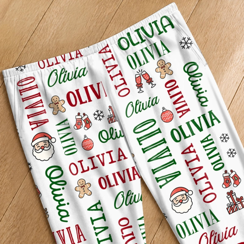 Custom Christmas Name Family Gifts - Personalized Pajama Pants - My Christmas