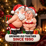 Custom Growing Old Together Couple Christmas Gifts - Personalized Wood Ornament - Together We Age Badly