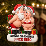 Custom Growing Old Together Couple Christmas Gifts - Personalized Wood Ornament - Together We Age Badly