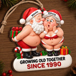Custom Growing Old Together Couple Christmas Gifts - Personalized Wood Ornament - Together We Age Badly