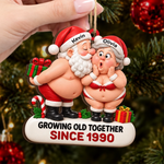 Custom Growing Old Together Couple Christmas Gifts - Personalized Wood Ornament - Together We Age Badly