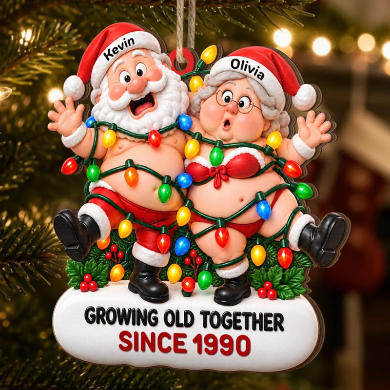 Custom Growing Old Together Couple Christmas Gifts - Personalized Wood Ornament - Too Old To Untangle