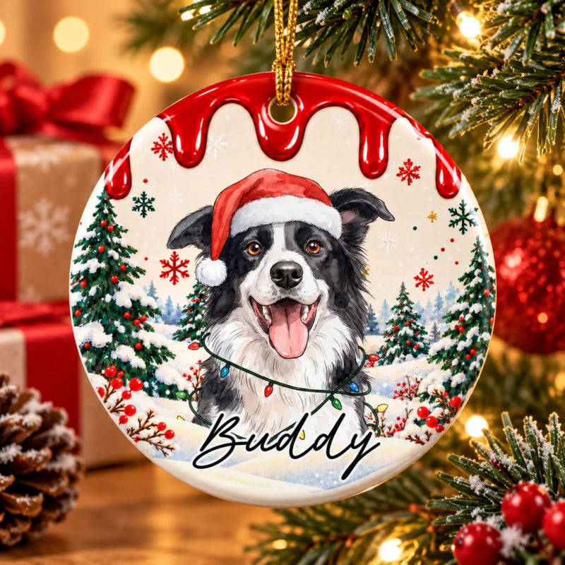 Custom Pet Christmas Keepsake - Personalized Ceramic Ornament -  Holiday Cheer With A Furry Twist