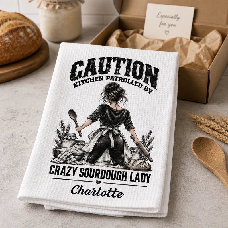 Custom Crazy Sourdough Lady Gifts - Personalized Kitchen Towel